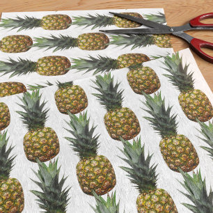 Tropical Pineapple Pattern Summer White Tissue Paper