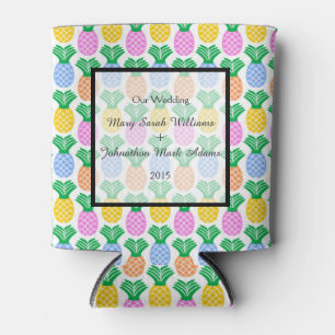Tropical Pineapple pattern Wedding Can Cooler