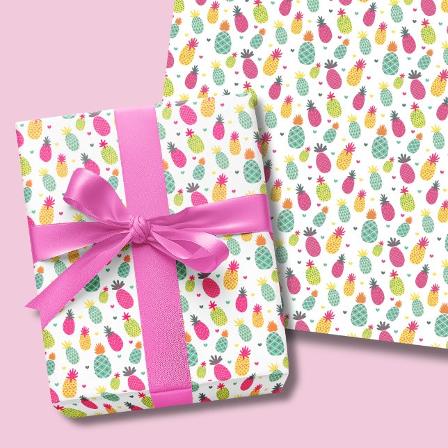 Tropical Pineapple pattern Wrapping Paper Sheet (Pineapple tropical fruit pattern wrapping paper sheets.)