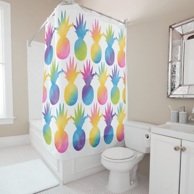 Tropical Pineapple Rainbow Watercolor Pattern (In Situ)