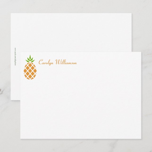Tropical Pineapple Simple Chic Custom Name Fruit  Card (Front/Back)