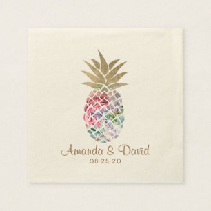 Tropical Pineapple Summer Beach Wedding Napkin