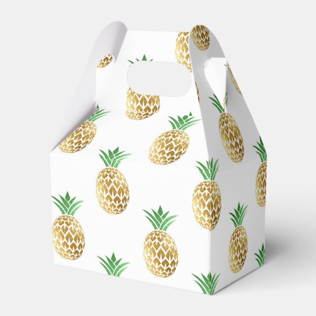 Tropical Pineapple Summer Birthday Party Favor Box (Back Side)