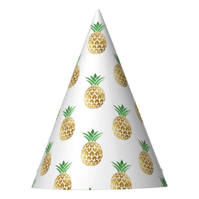 Tropical Pineapple Summer Birthday Party Party Hat (Front)