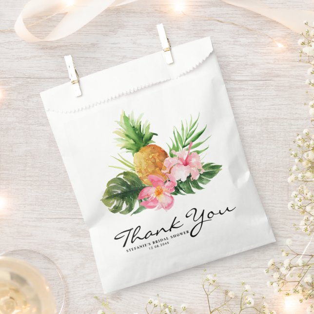 Tropical Pineapple Summer Bridal Shower Thank You Favour Bag (Clipped)