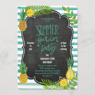 Tropical Pineapple Summer Luau Party Invitation