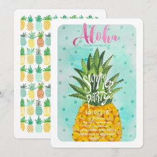 Tropical Pineapple Summer Luau Party Invitation
