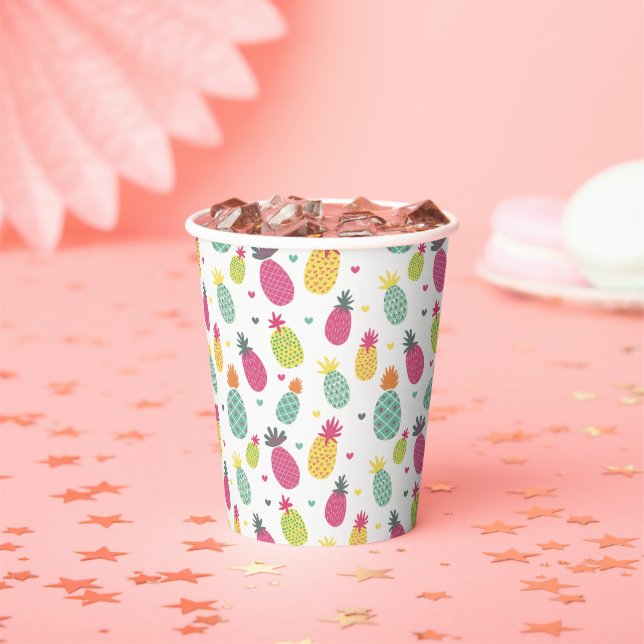 Tropical Pineapple summer pattern Paper Cups (Insitu)