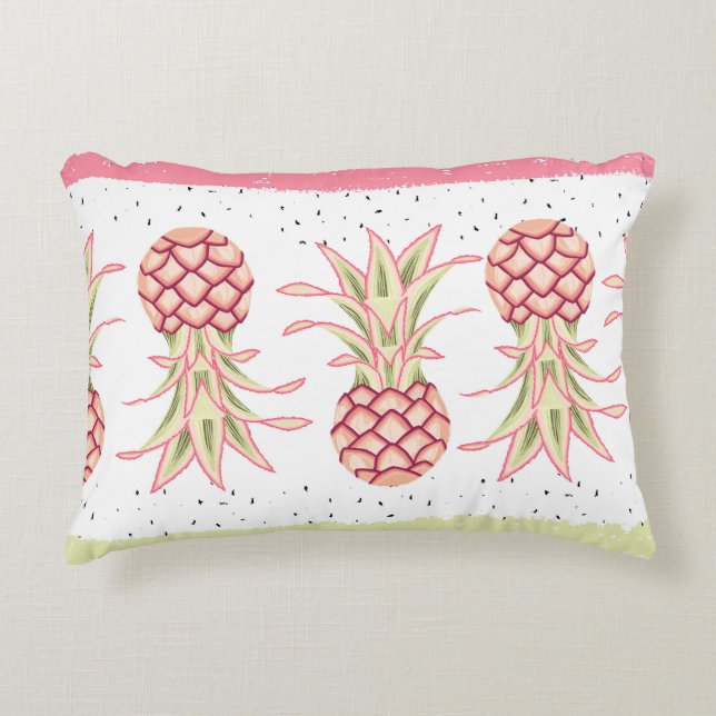 Tropical Pineapple Summer Seamless Print Accent Pillow (Front)