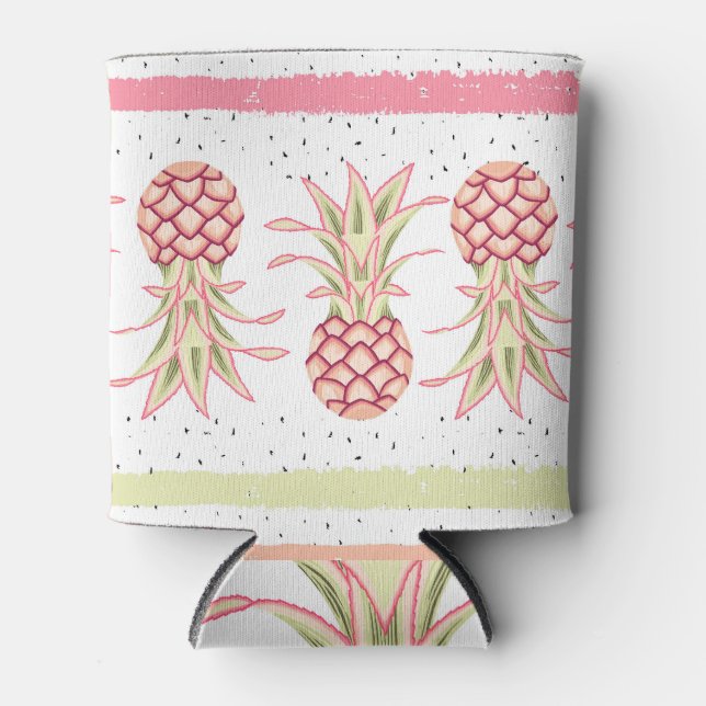 Tropical Pineapple Summer Seamless Print Can Cooler (Front)