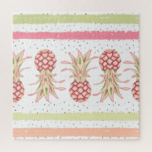 Tropical Pineapple Summer Seamless Print Jigsaw Puzzle