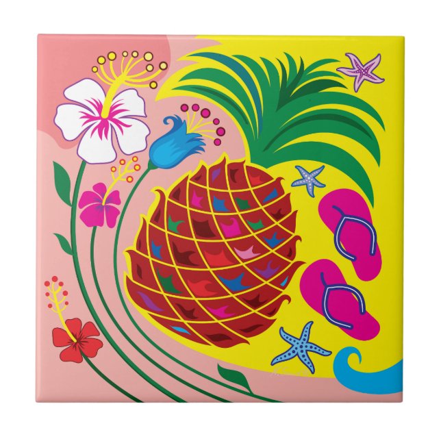 Tropical Pineapple Summer Tile (Front)