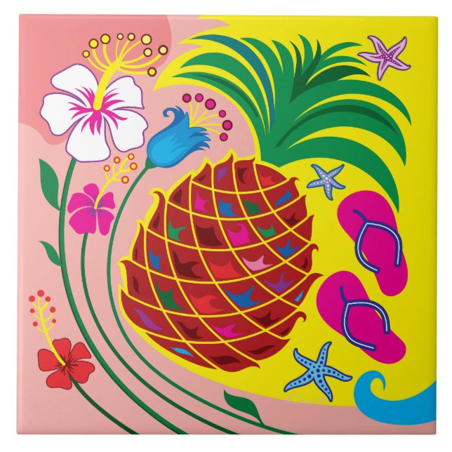 Tropical Pineapple Summer Tile (Front)