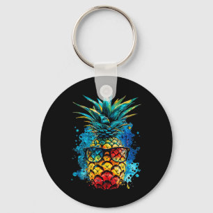 Tropical Pineapple Sungles Colourful Summer Beache Keychain