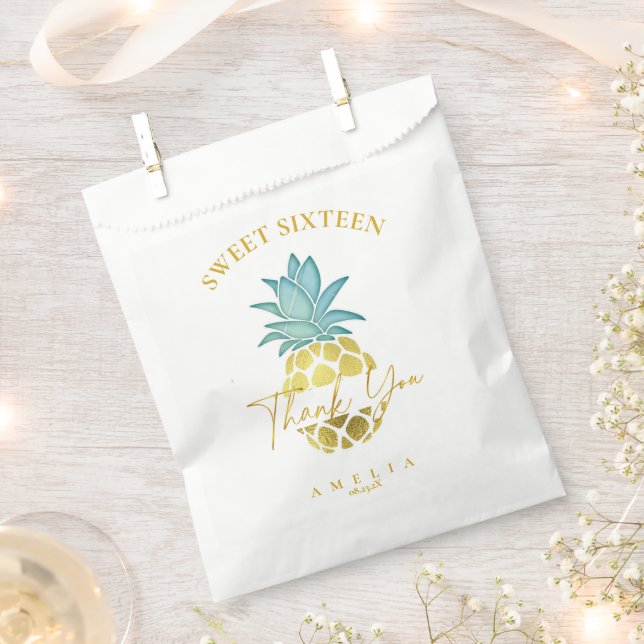 Tropical Pineapple Sweet 16 Thank You ID922 Favour Bag (Clipped)