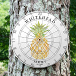 Tropical Pineapple Watercolor Dartboard<br><div class="desc">Personalized tropical pineapple design. Great for a family reunion,  wedding,  or family gift.</div>