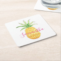 Tropical Pineapple Watercolor Name Monogram