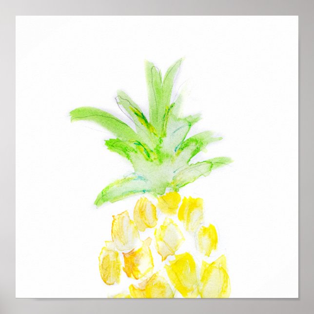 Tropical Pineapple Watercolor painting Poster (Front)