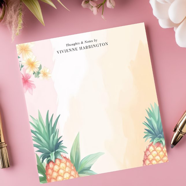 Tropical Pineapple Watercolor Personalized Notepad (Creator Uploaded)