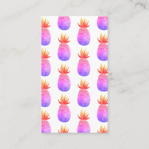 Tropical Pineapple Watercolor Pink Purple Pattern Business Card