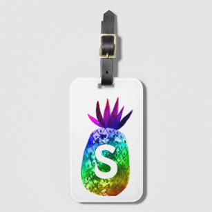 Tropical Pineapple Watercolor Rainbow CUSTOMIZE IT Luggage Tag