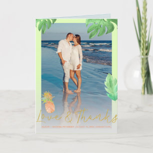 Tropical pineapple wedding peachy thank you photo card