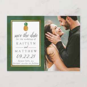 Tropical Pineapple Wedding Save The Date Announcement Postcard