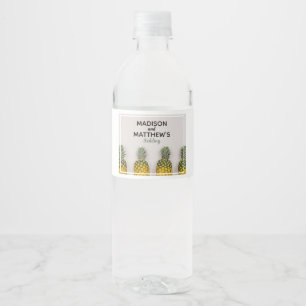 Tropical Pineapple Wedding Water Bottle Label