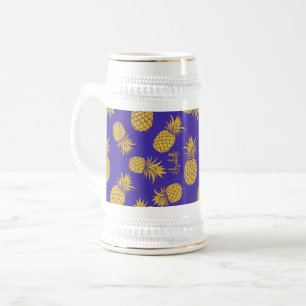 Tropical Pineapple with Name – Watercolor Style Beer Stein