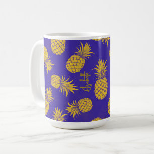 Tropical Pineapple with Name – Watercolor Style Coffee Mug