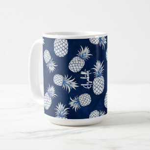 Tropical Pineapple with Name – Watercolor Style Coffee Mug