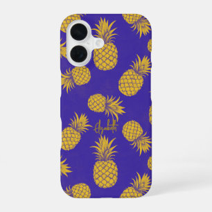 Tropical Pineapple with Name – Watercolor Style iPhone 16 Case