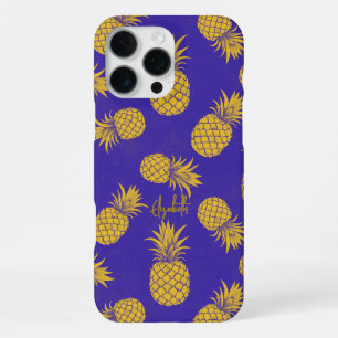 Tropical Pineapple with Name – Watercolor Style iPhone 16 Pro Max Case