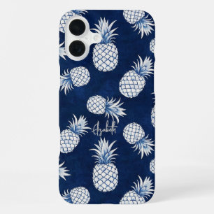 Tropical Pineapple with Name – Watercolor Style iPhone 16 Plus Case