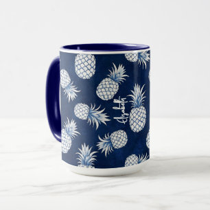 Tropical Pineapple with Name – Watercolor Style Mug