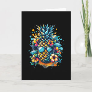 Tropical Pineapple With Shades Retro Summer Vibes Card