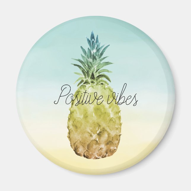 Tropical Pineapple Yellow Mint Ombre personalized Magnet (Front)