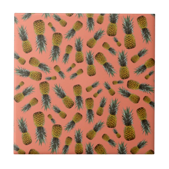 Tropical Pineapples Ceramic Tile (Front)