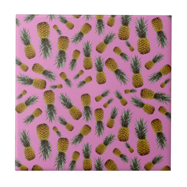 Tropical Pineapples Ceramic Tile (Front)