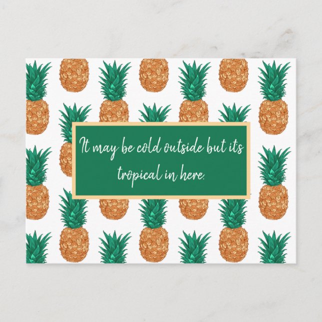 Tropical Pineapples, Customizable Party Invite Postcard (Front)
