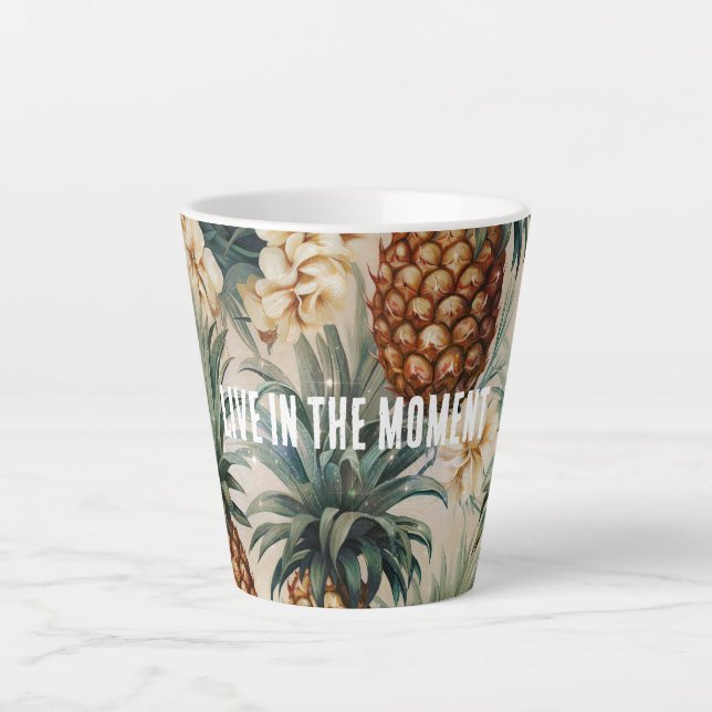 Tropical Pineapples Floral Latte Mug (Front)
