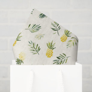 Tropical Pineapples Green Leaves Birthday Tissue Paper