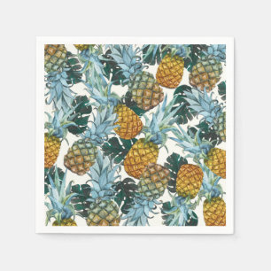 Tropical Pineapples & Leaves Exotic Island Napkin