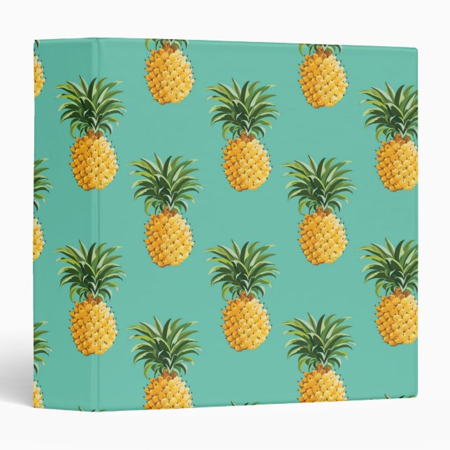 Tropical Pineapples On Teal Binder (Front/Spine)