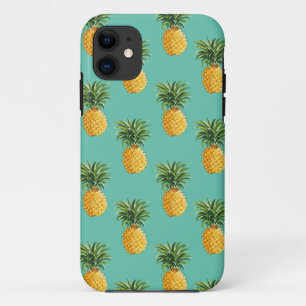 Tropical Pineapples On Teal iPhone 11 Case
