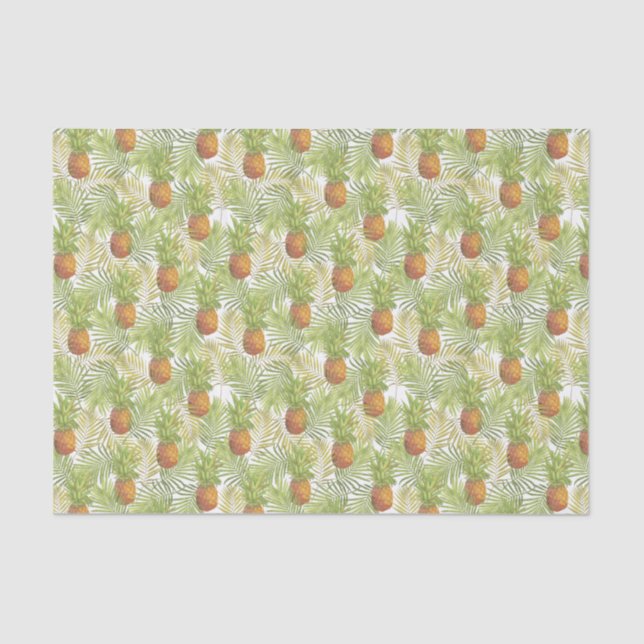 Tropical Pineapples on White Tissue Paper (Front)