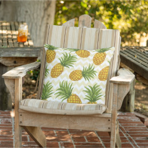 Tropical Pineapples Outdoor Pillow