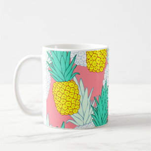 Tropical Pineapples: Red Cartoon Chic. Coffee Mug