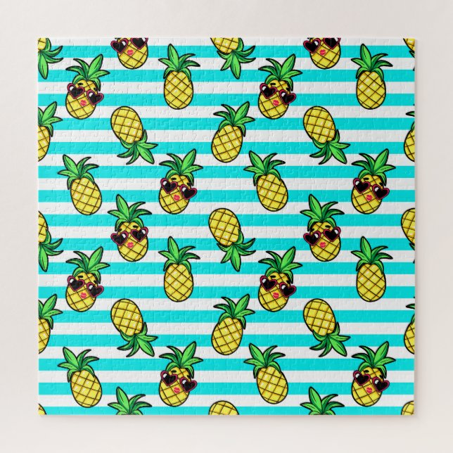 Tropical Pineapples: Retro Sunglasses Pattern. Jigsaw Puzzle (Vertical)