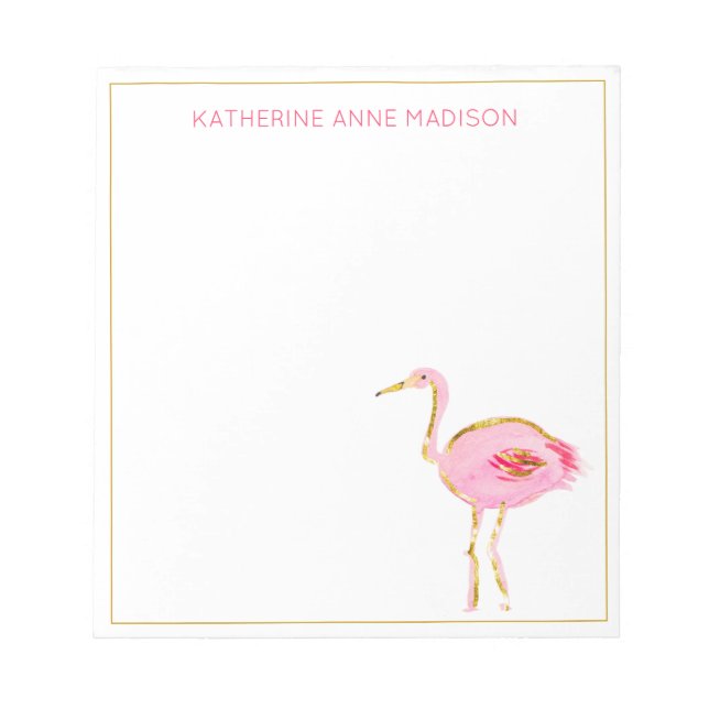 Tropical Pink and Gold Flamingos Notepad (Front)